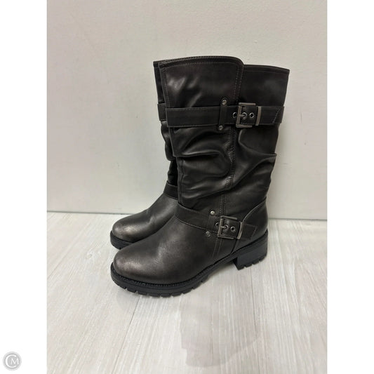 Boots Mid-calf Flats By Clothes Mentor In Brown, Size: 9