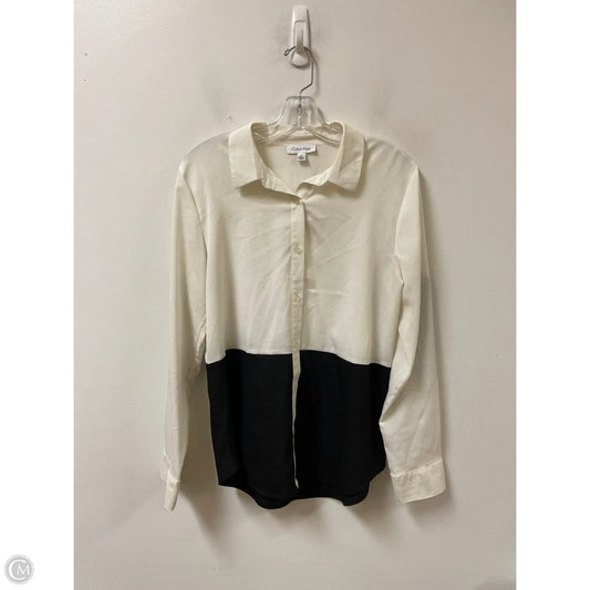 Top Long Sleeve By Calvin Klein In Cream, Size: M