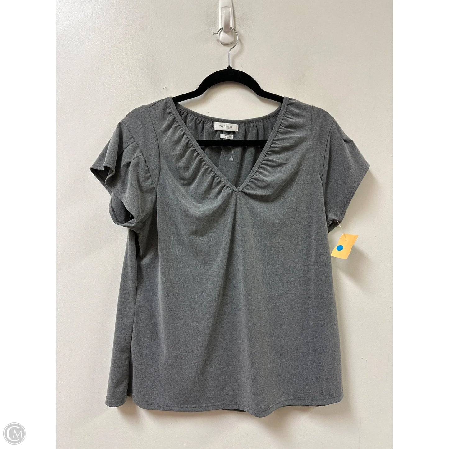 Top Short Sleeve By Van Heusen In Grey, Size: L