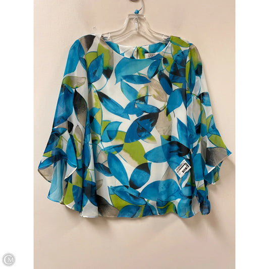 Top Long Sleeve By Kasper In Blue, Size: S