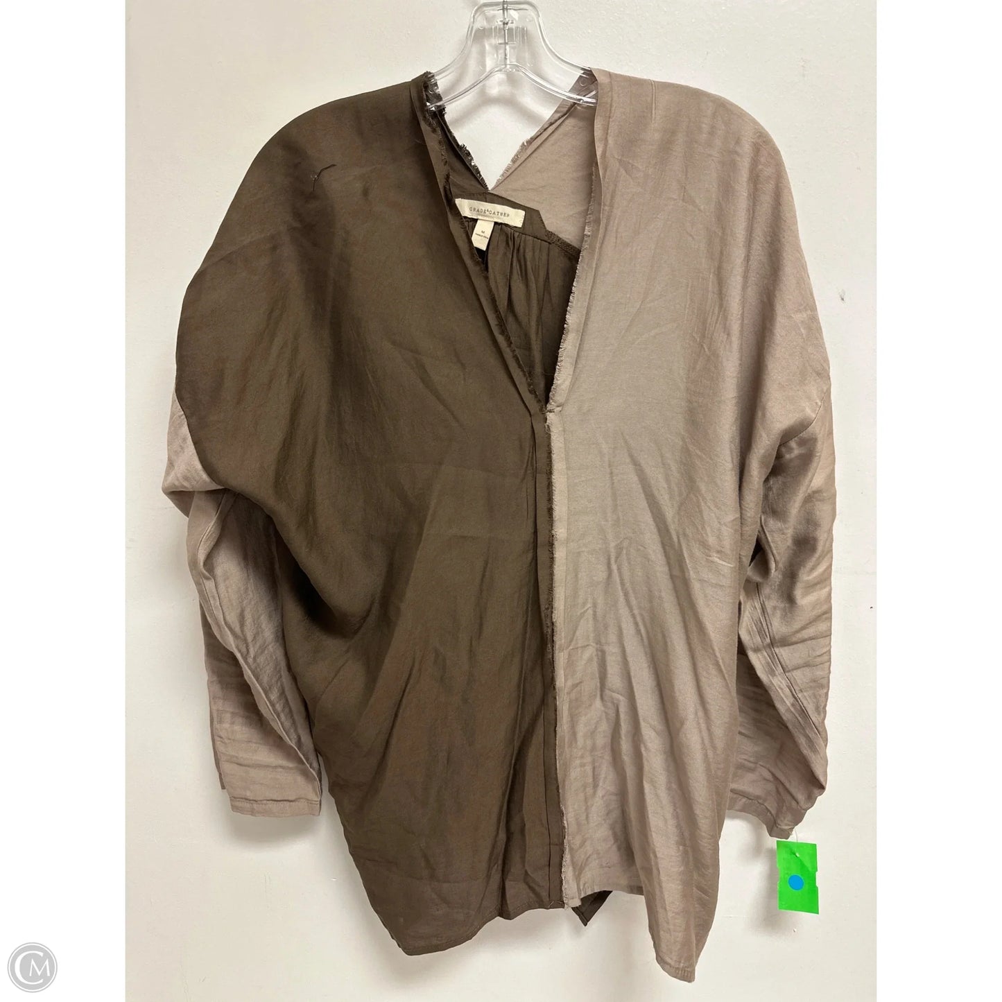 Top Long Sleeve By Grade & Gather In Bronze, Size: M