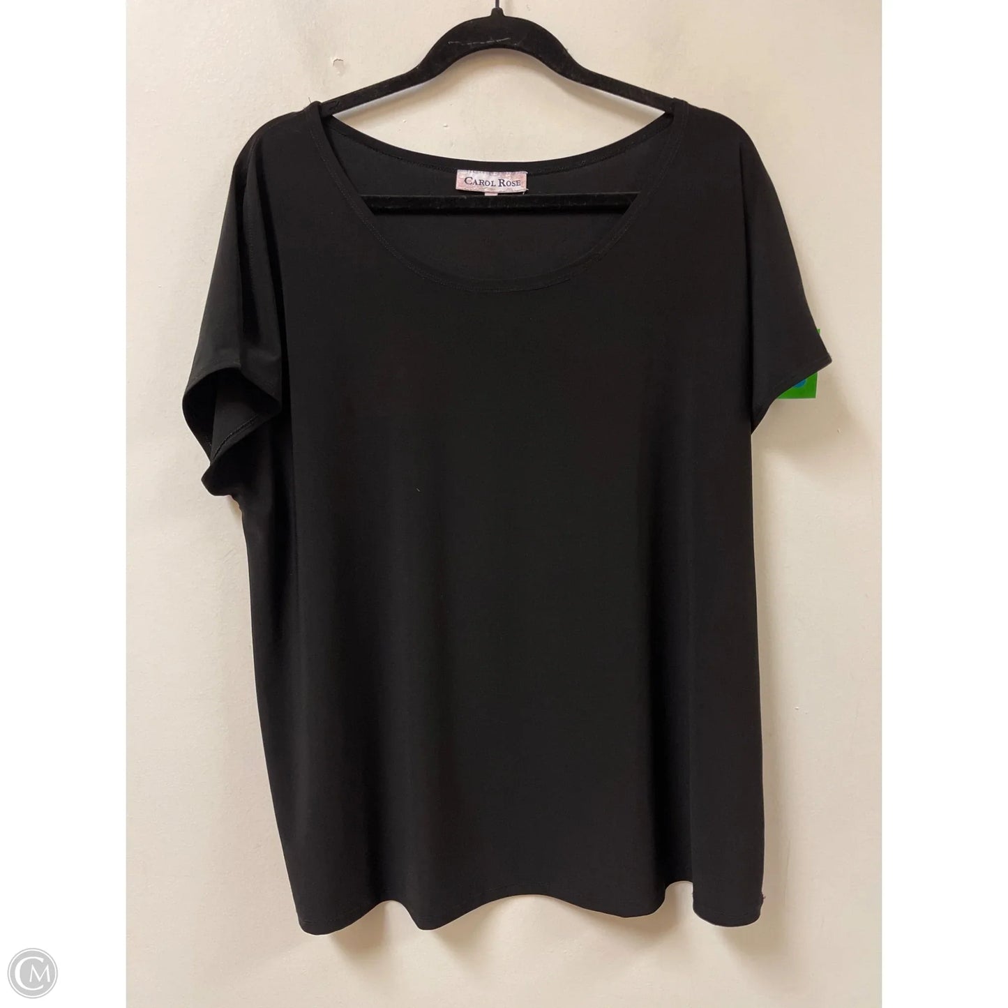 Top Short Sleeve By Carol Rose In Black, Size: 1x