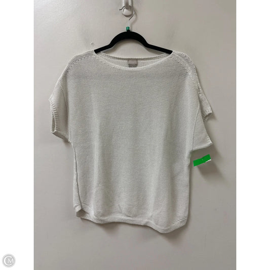 Sweater Short Sleeve By Chicos In Cream, Size: Lp