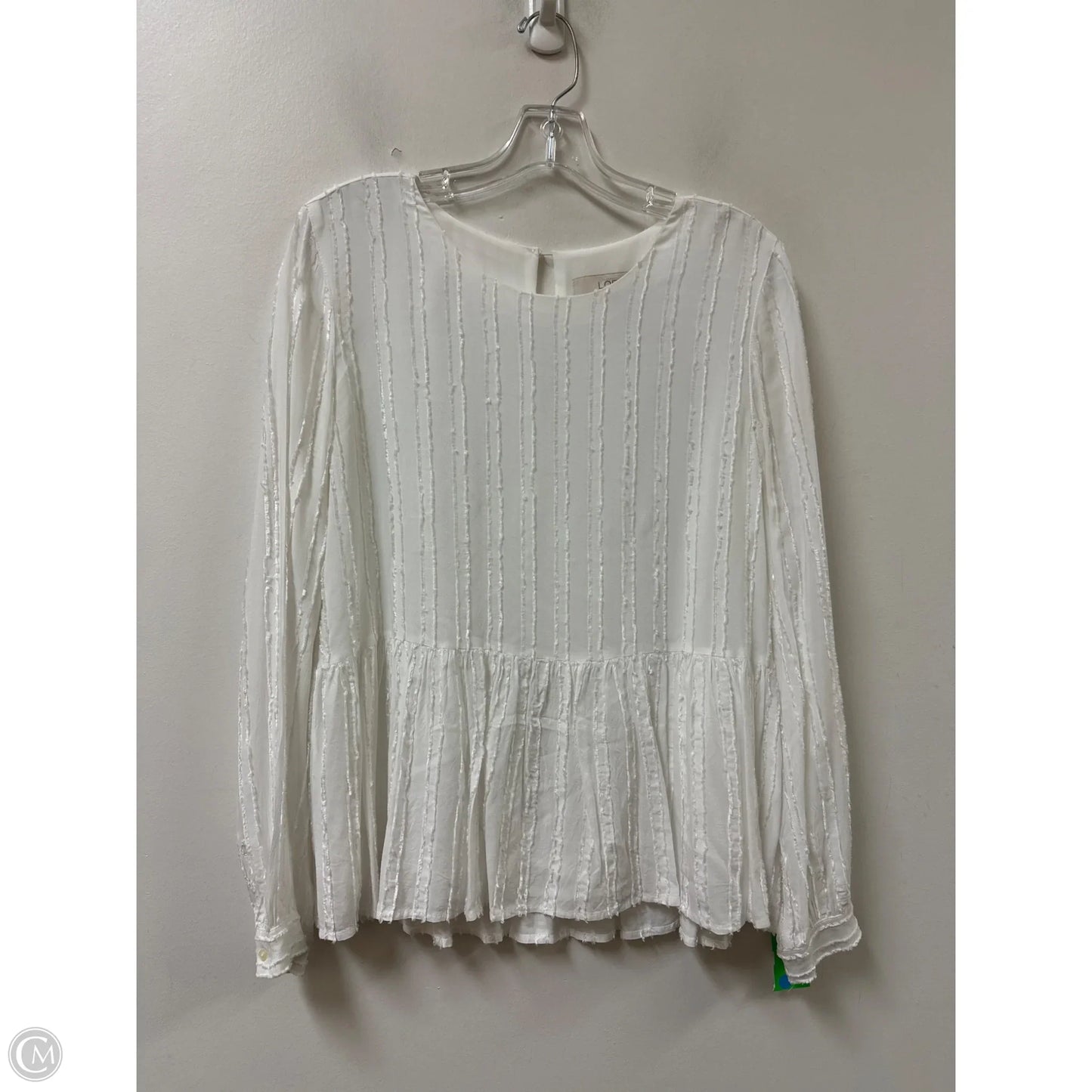 Top Long Sleeve By Loft In White, Size: M