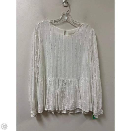 Top Long Sleeve By Loft In White, Size: M
