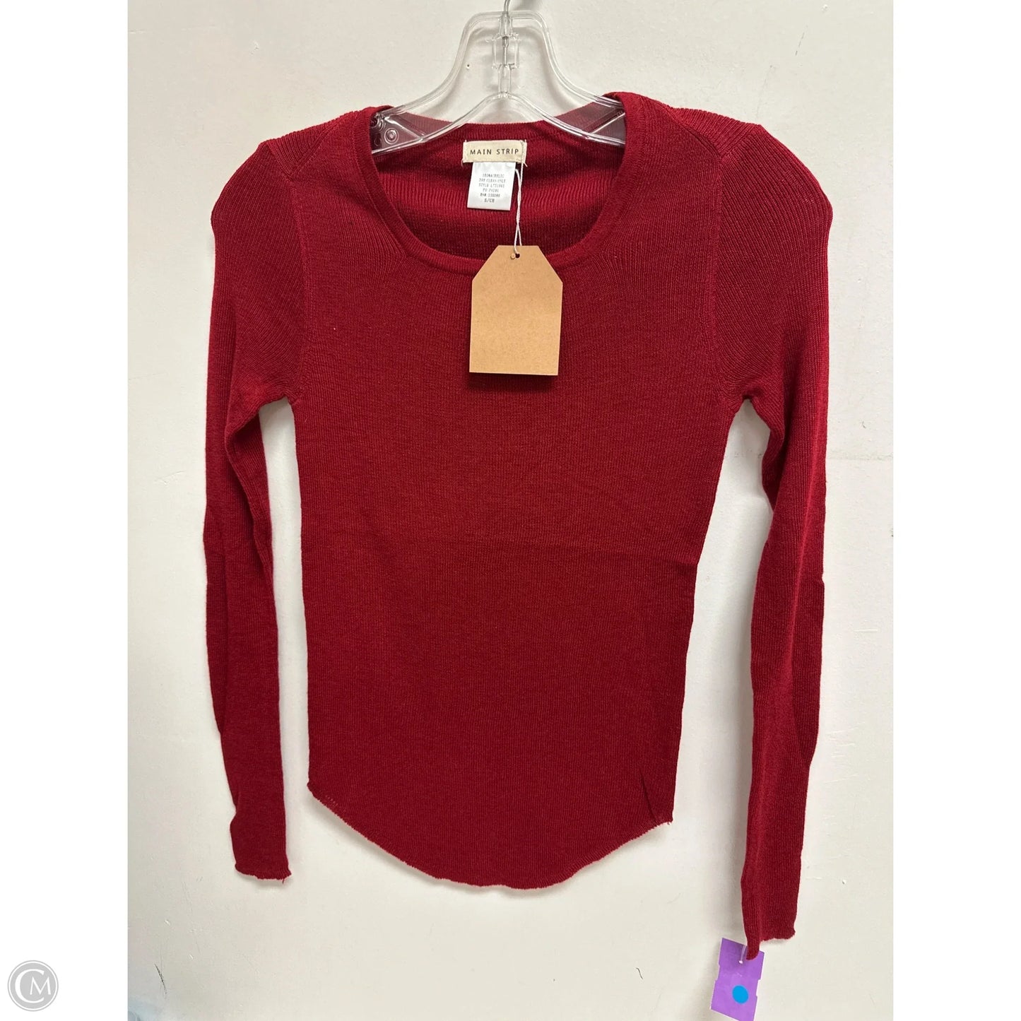 Top Long Sleeve By Main Strip In Red, Size: S