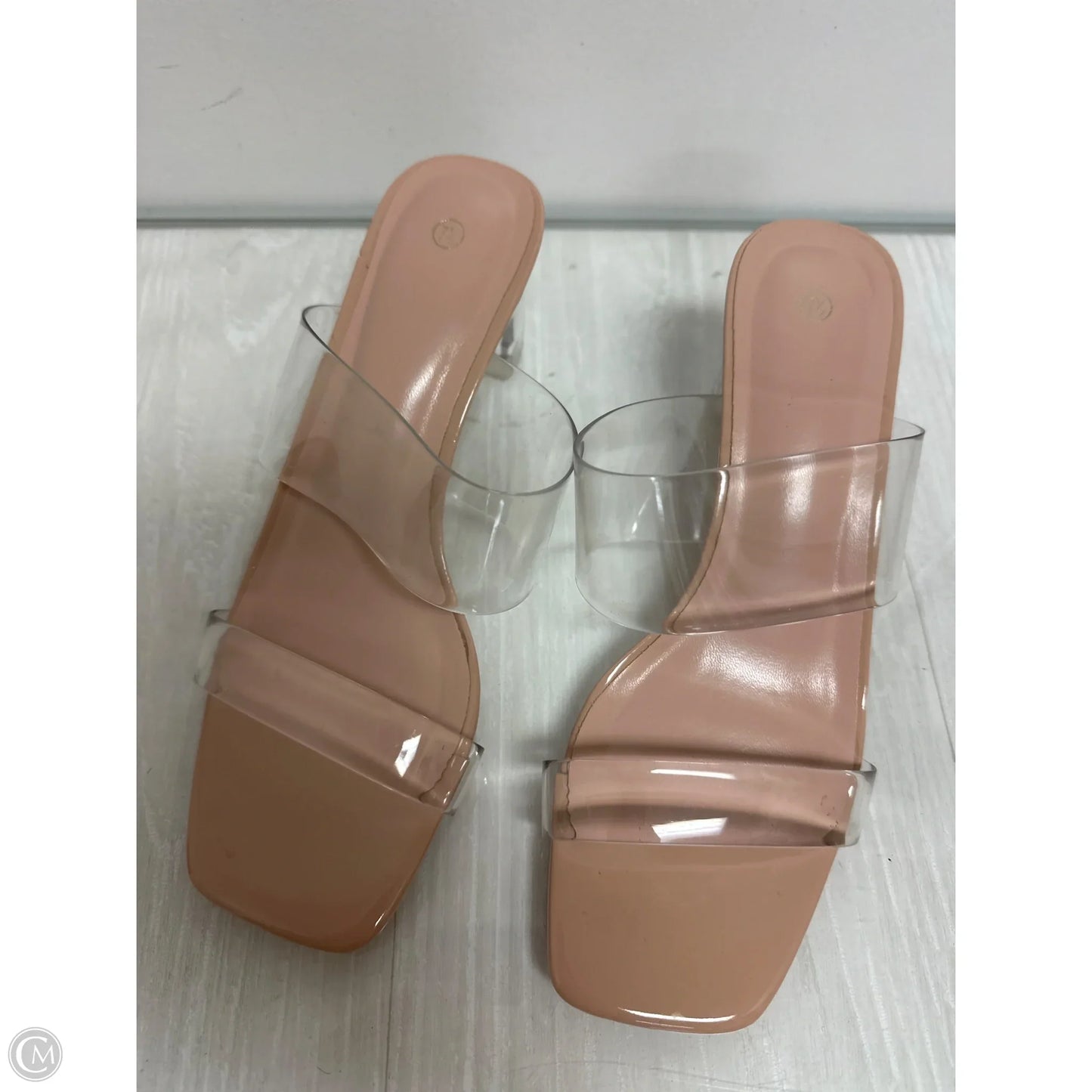 Sandals Heels Block By Clothes Mentor In Clear, Size: 7.5