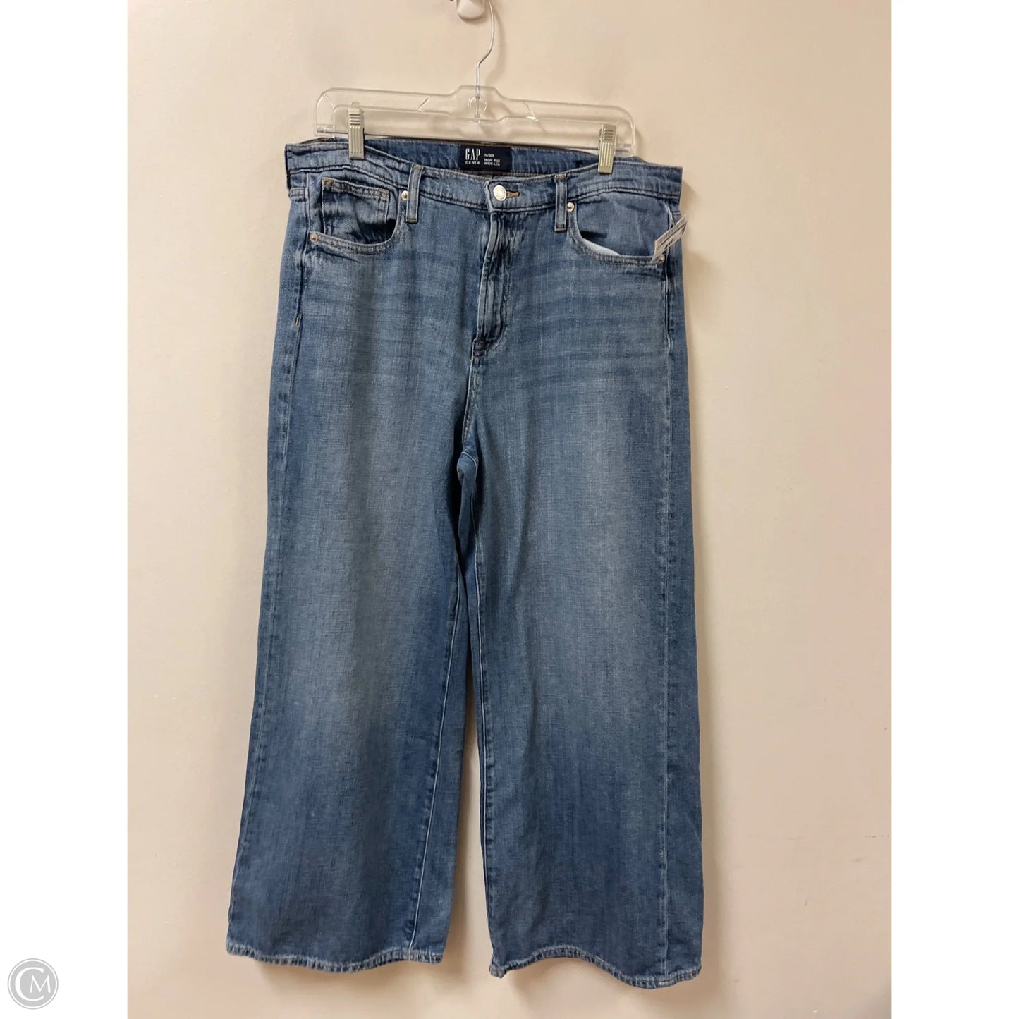 Jeans Wide Leg By Gap In Blue Denim, Size: 14