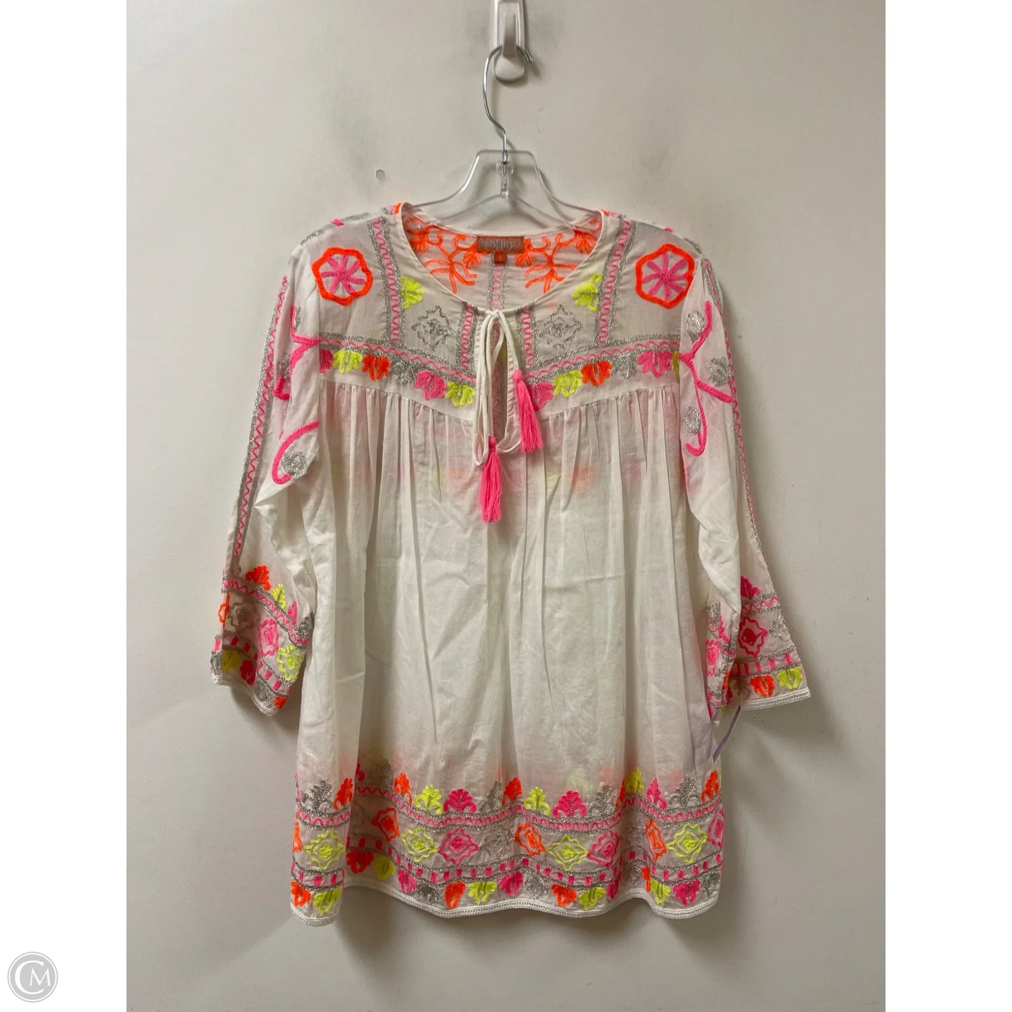 Tunic Long Sleeve By Clothes Mentor In White, Size: S