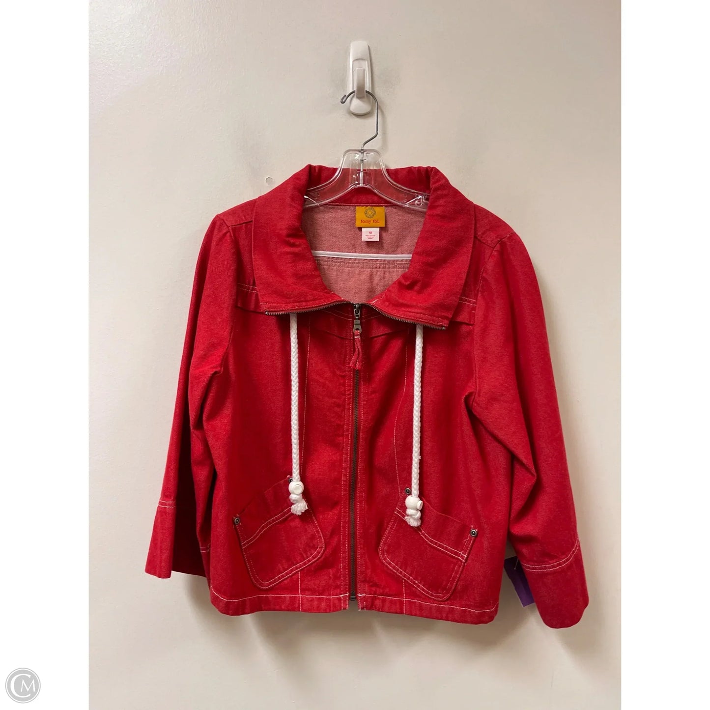 Jacket Denim By Ruby Rd In Red, Size: M
