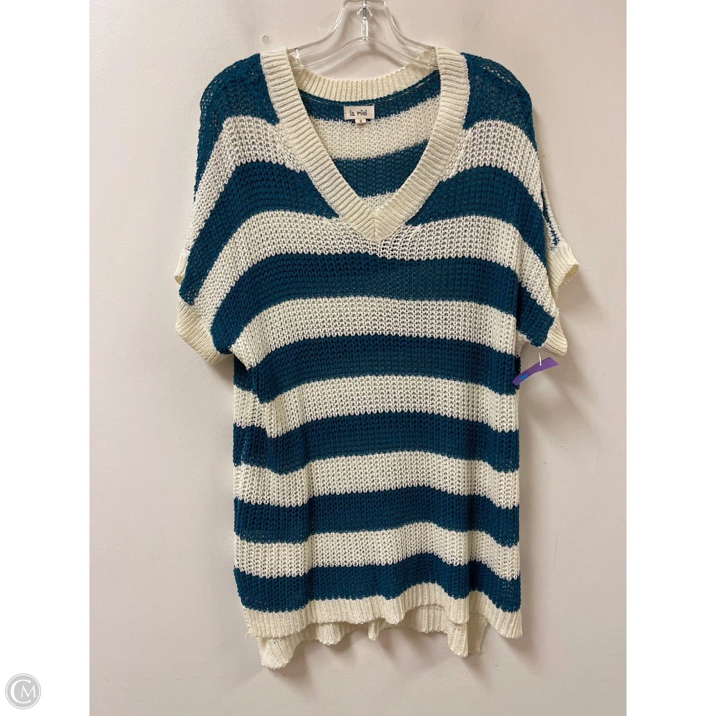 Tunic Short Sleeve By La Miel In Blue & Cream, Size: S