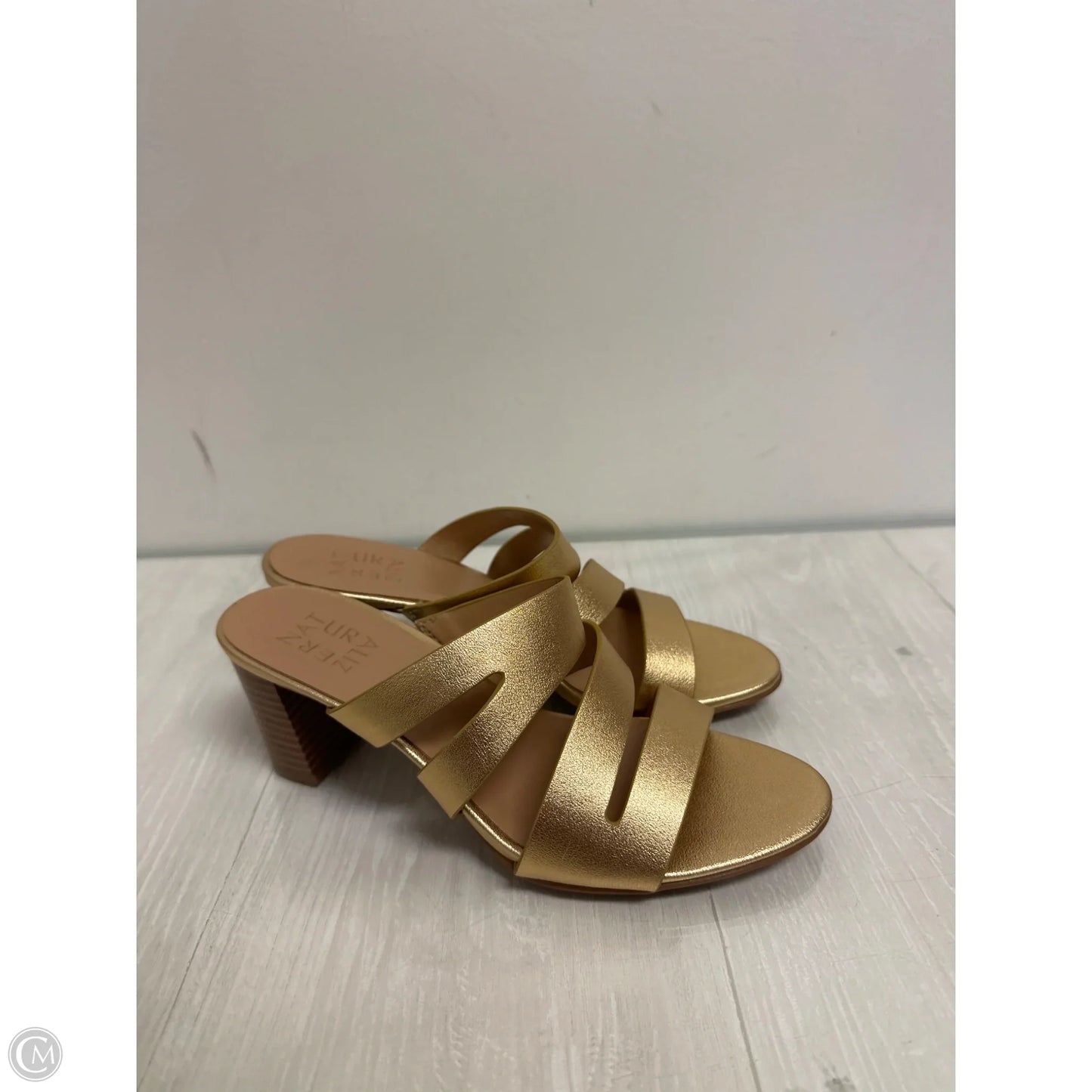 Sandals Heels Block By Naturalizer In Gold, Size: 7.5