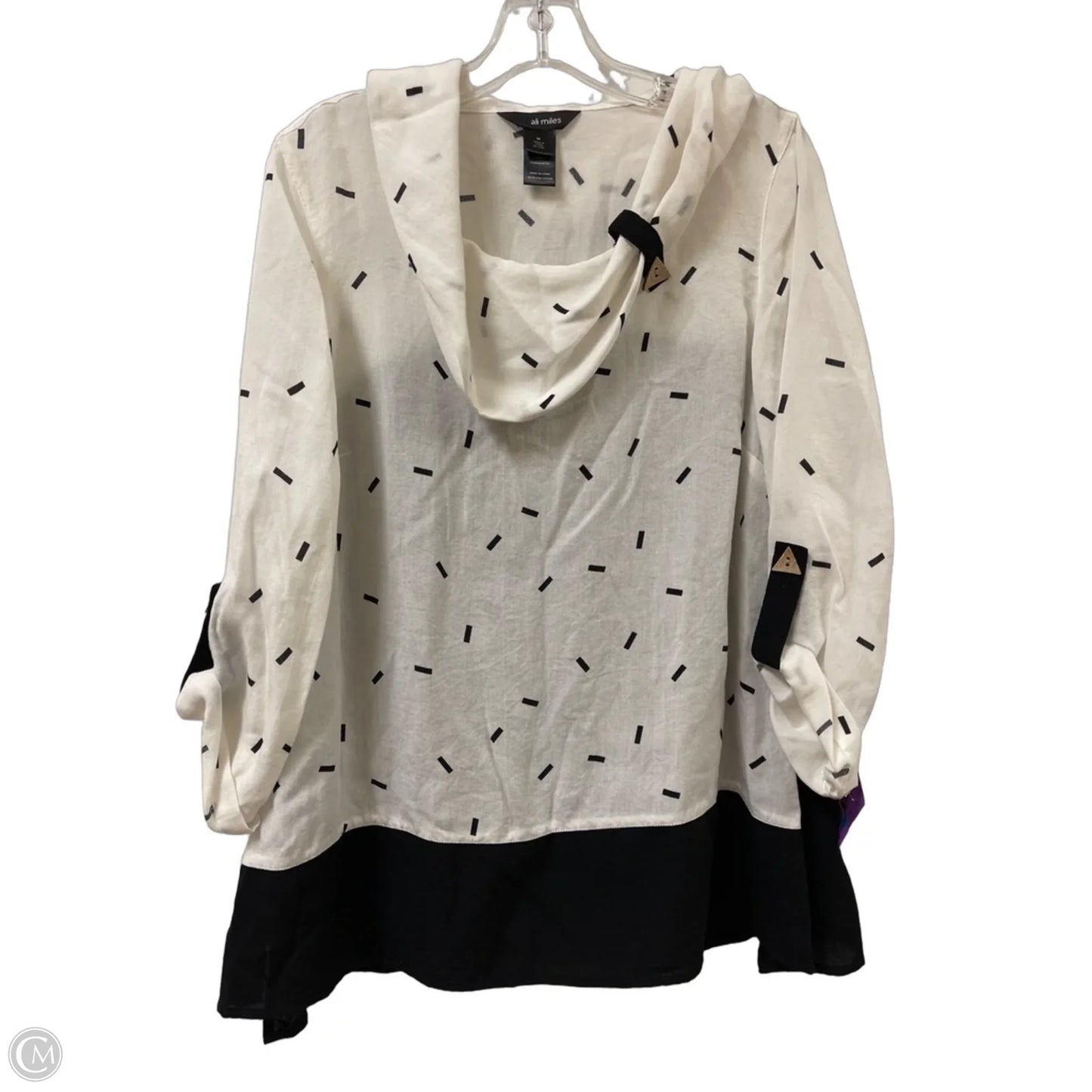 Top Long Sleeve By Ali Miles In Black & White, Size: M