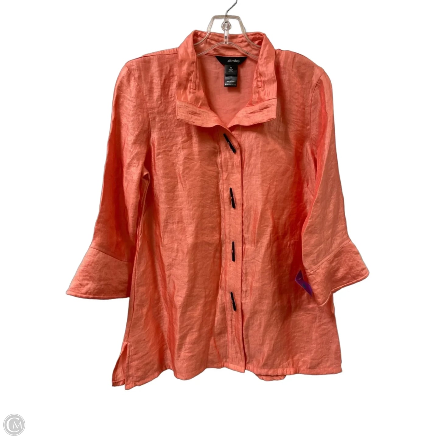 Top Long Sleeve By Ali Miles In Orange, Size: Xs