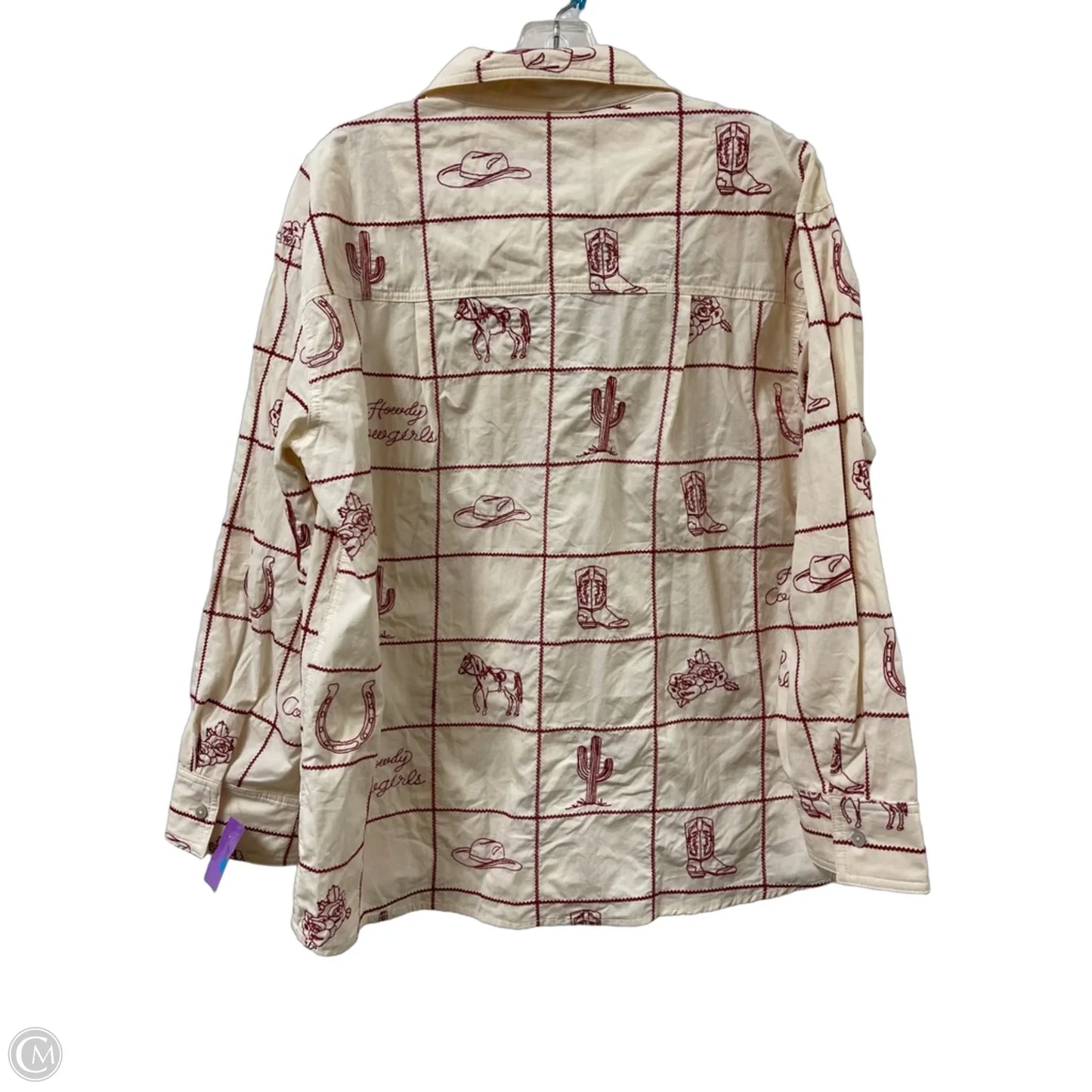 Blouse Long Sleeve By Ee Some In Cream, Size: L