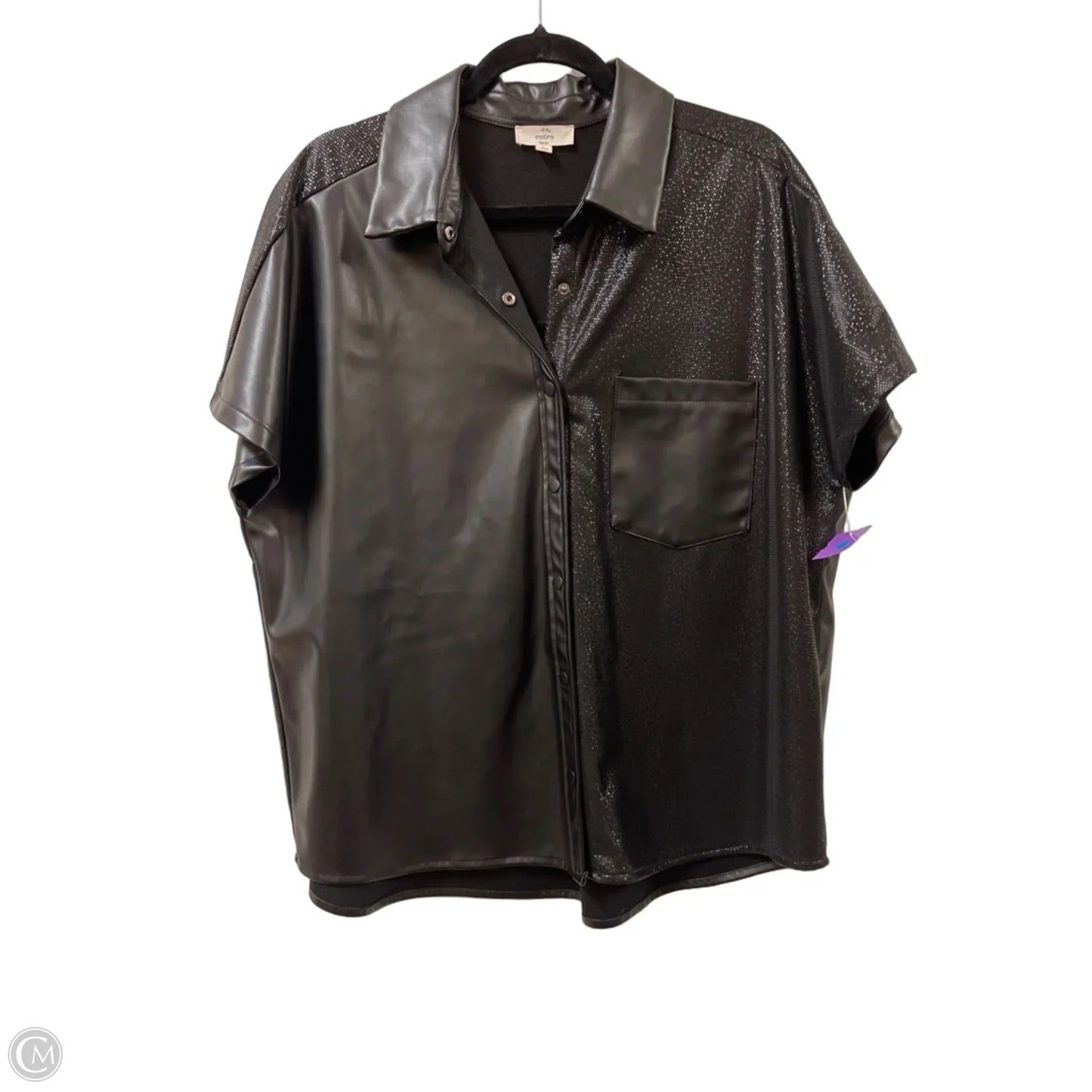Blouse Short Sleeve By Entro In Black, Size: L