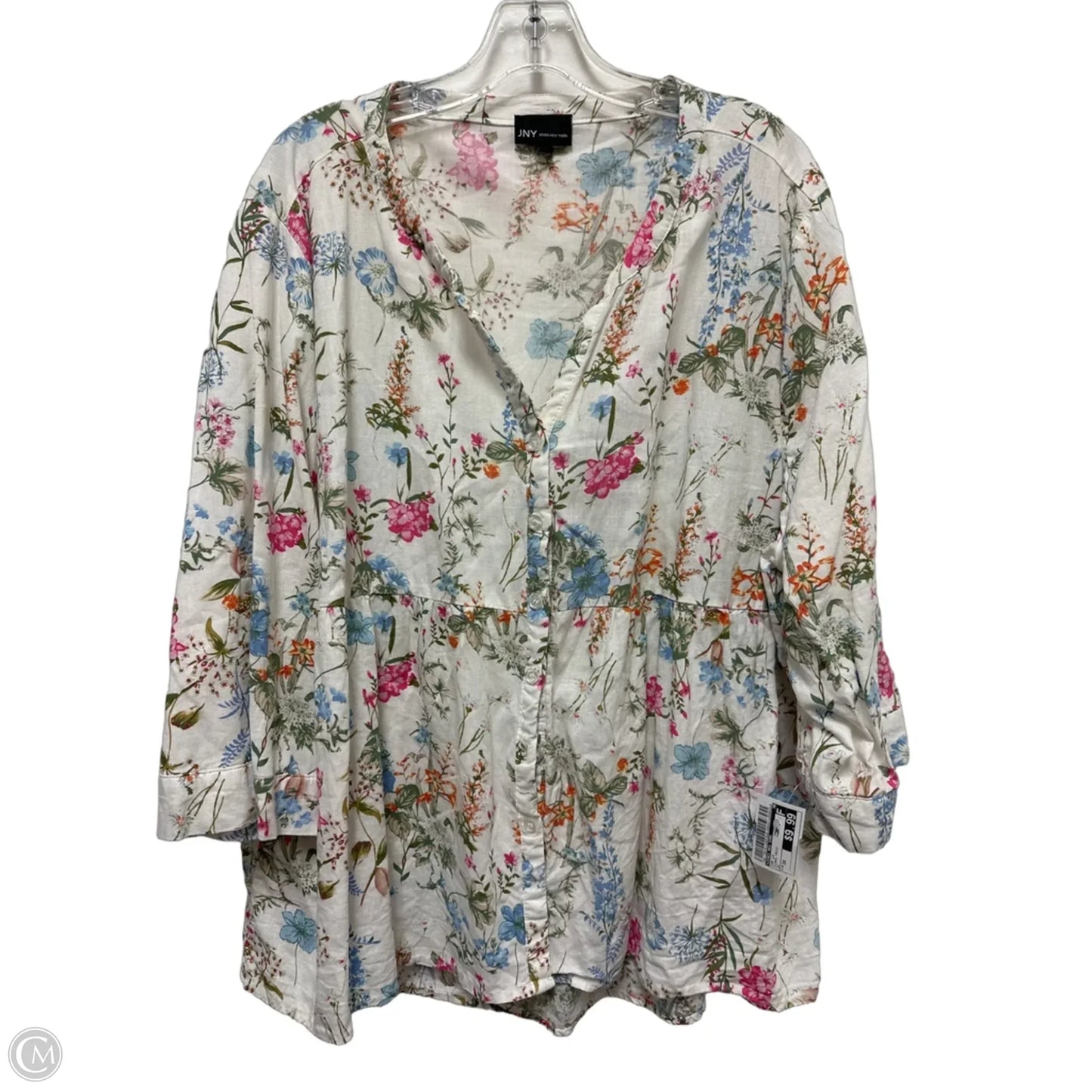 Top Long Sleeve By Jones New York In Floral Print, Size: 3x