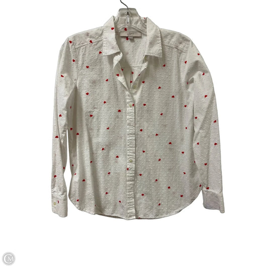 Blouse Long Sleeve By Loft In White, Size: Xs