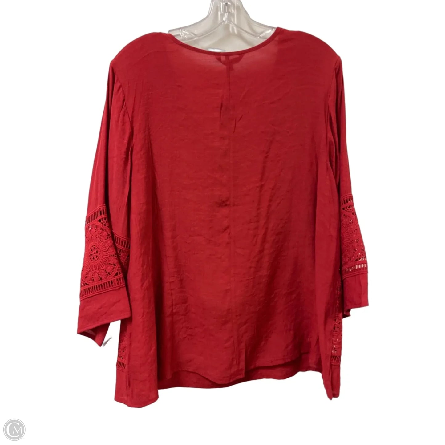 Top Long Sleeve By Unique Spectrum In Red, Size: 1x