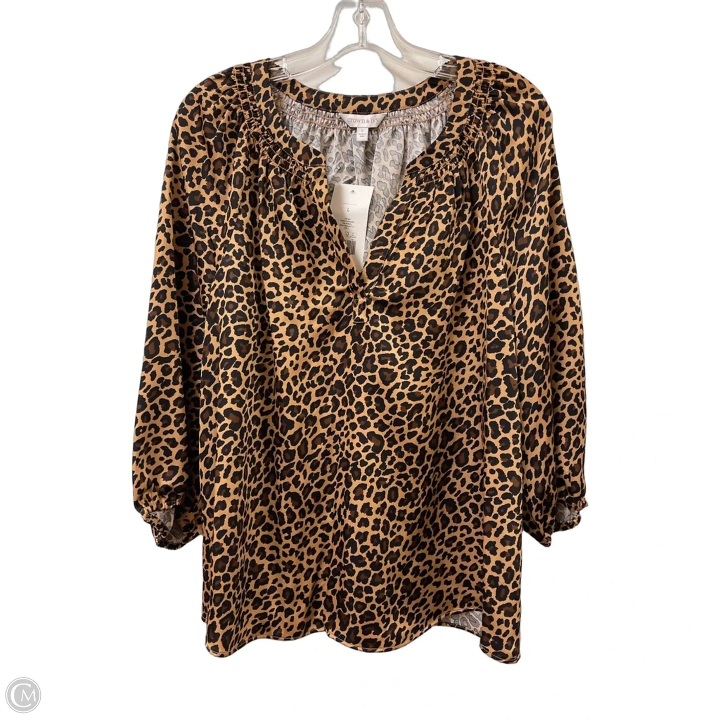 Blouse Long Sleeve By Crown And Ivy In Animal Print, Size: L