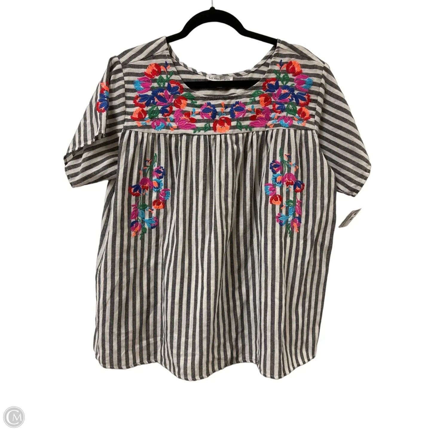 Top Short Sleeve By See And Be Seen In Striped Pattern, Size: L