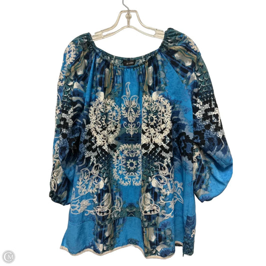 Tunic Long Sleeve By Ali Miles In Blue, Size: 1x