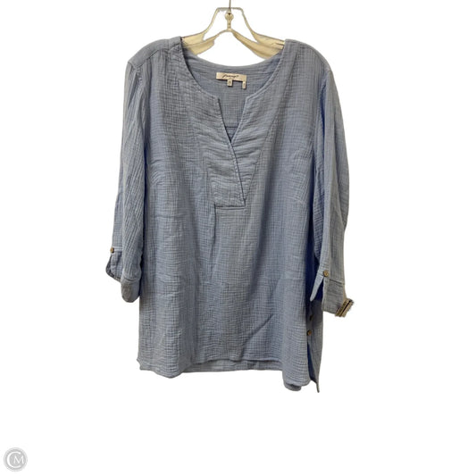 Top Long Sleeve By Foxcroft In Blue, Size: 2x