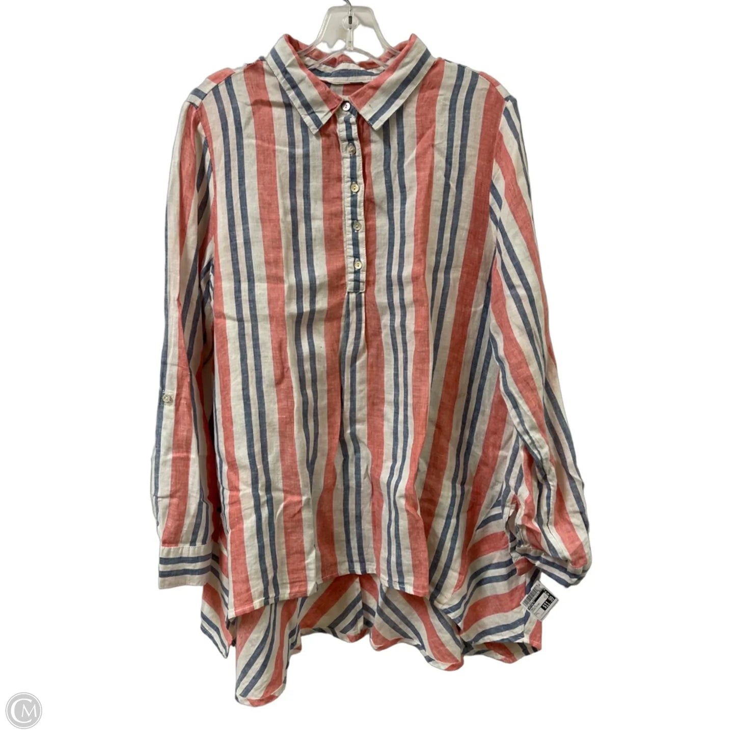 Tunic Long Sleeve By Artisan Ny In Striped Pattern, Size: L
