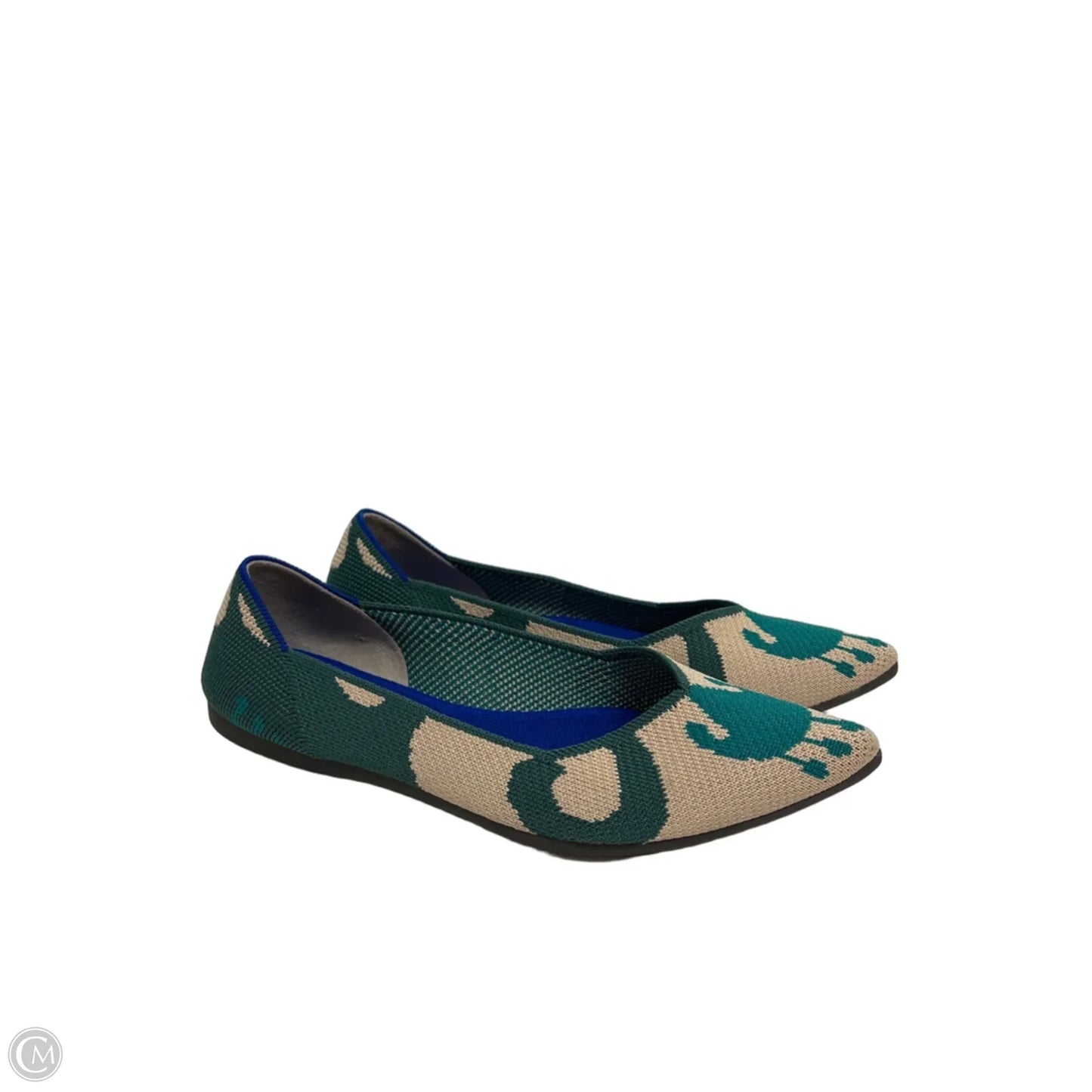 Shoes Flats By Rothys In Cream & Green, Size: 6.5