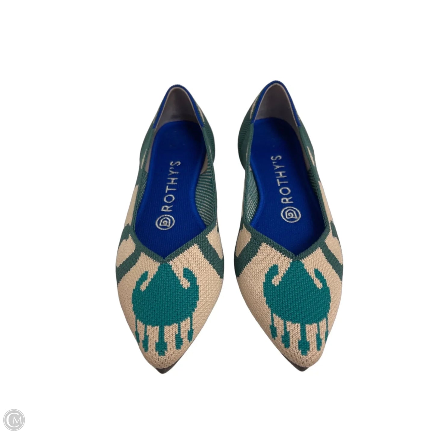 Shoes Flats By Rothys In Cream & Green, Size: 6.5
