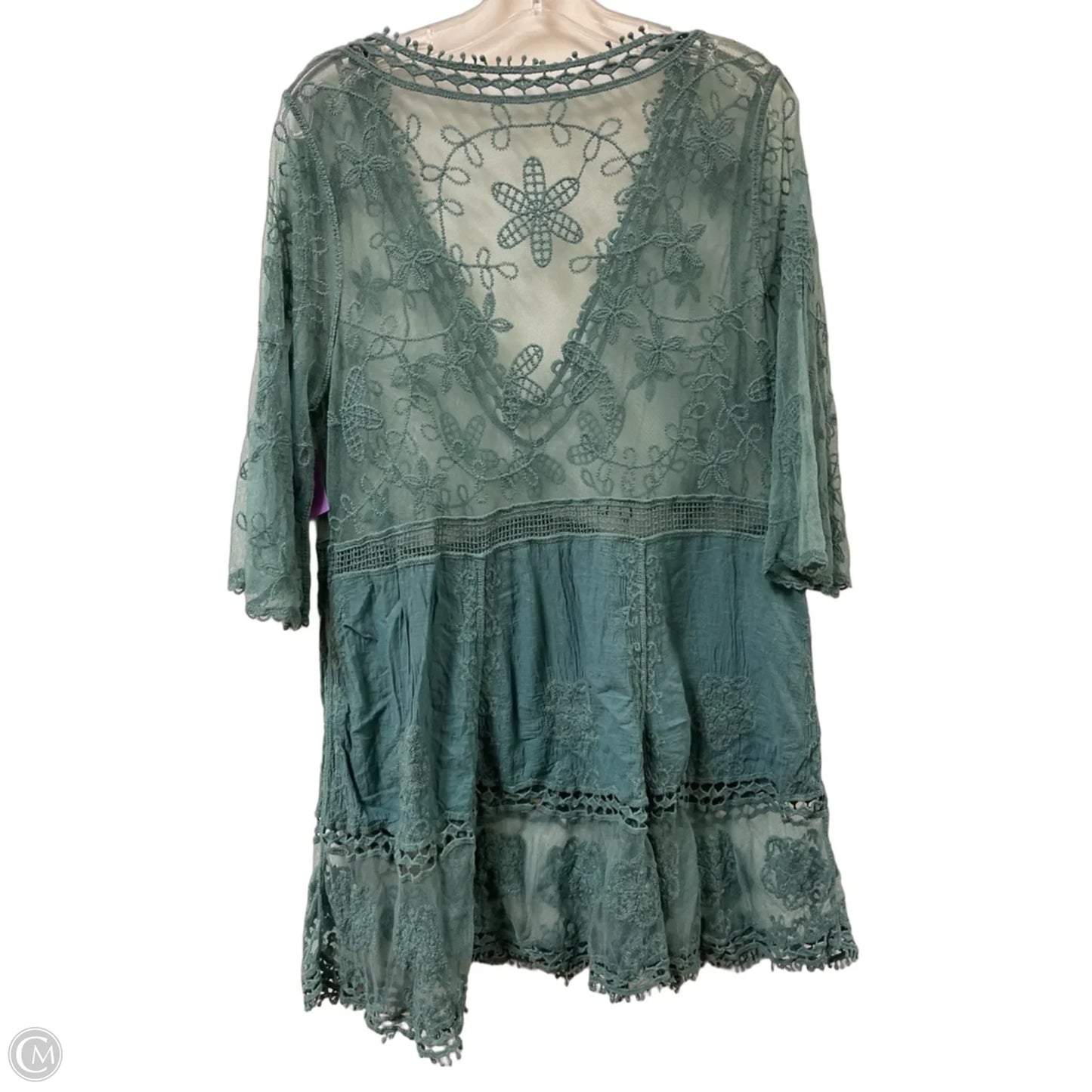 Tunic Short Sleeve By Clothes Mentor In Green, Size: L