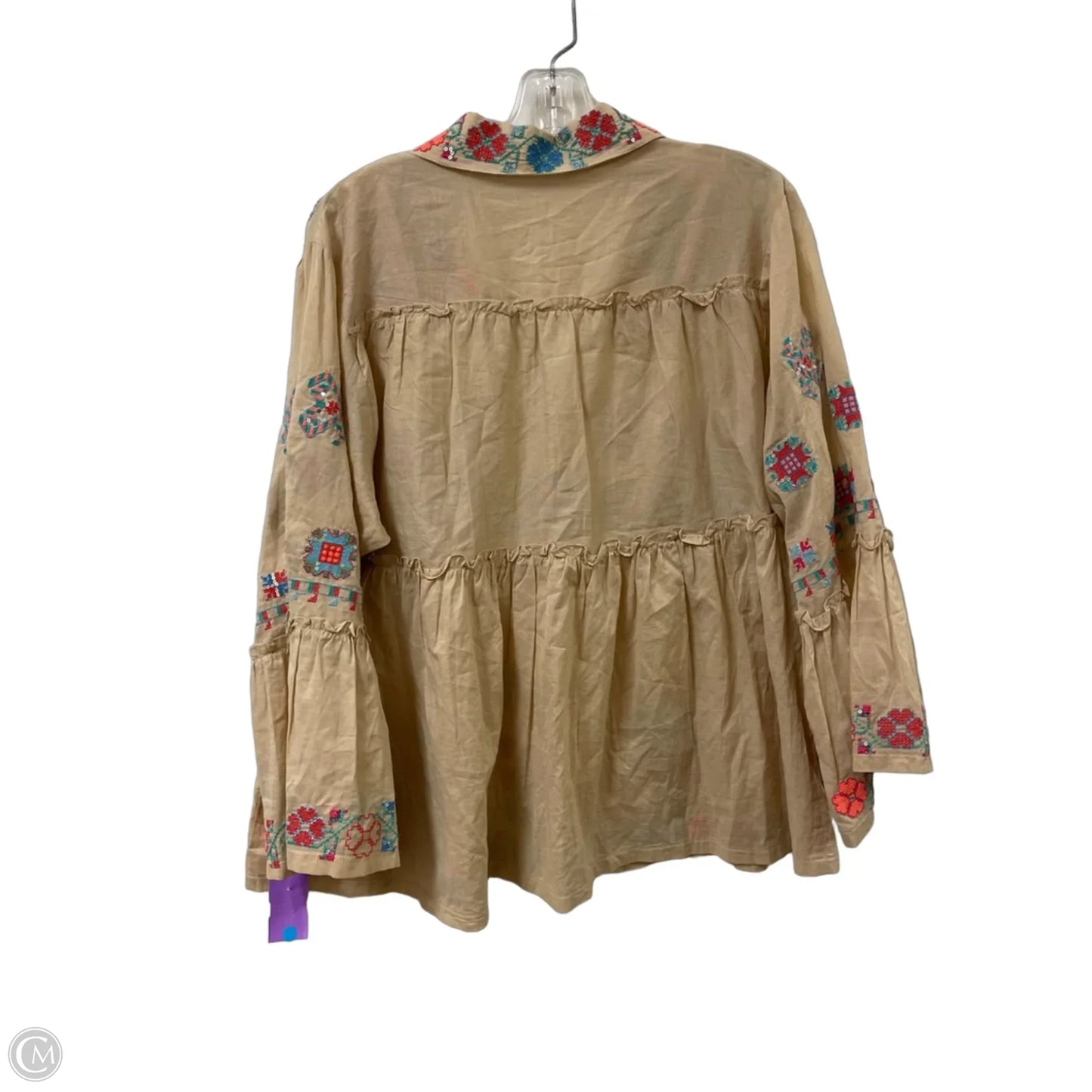 Top Long Sleeve By Luxe In Cream, Size: M
