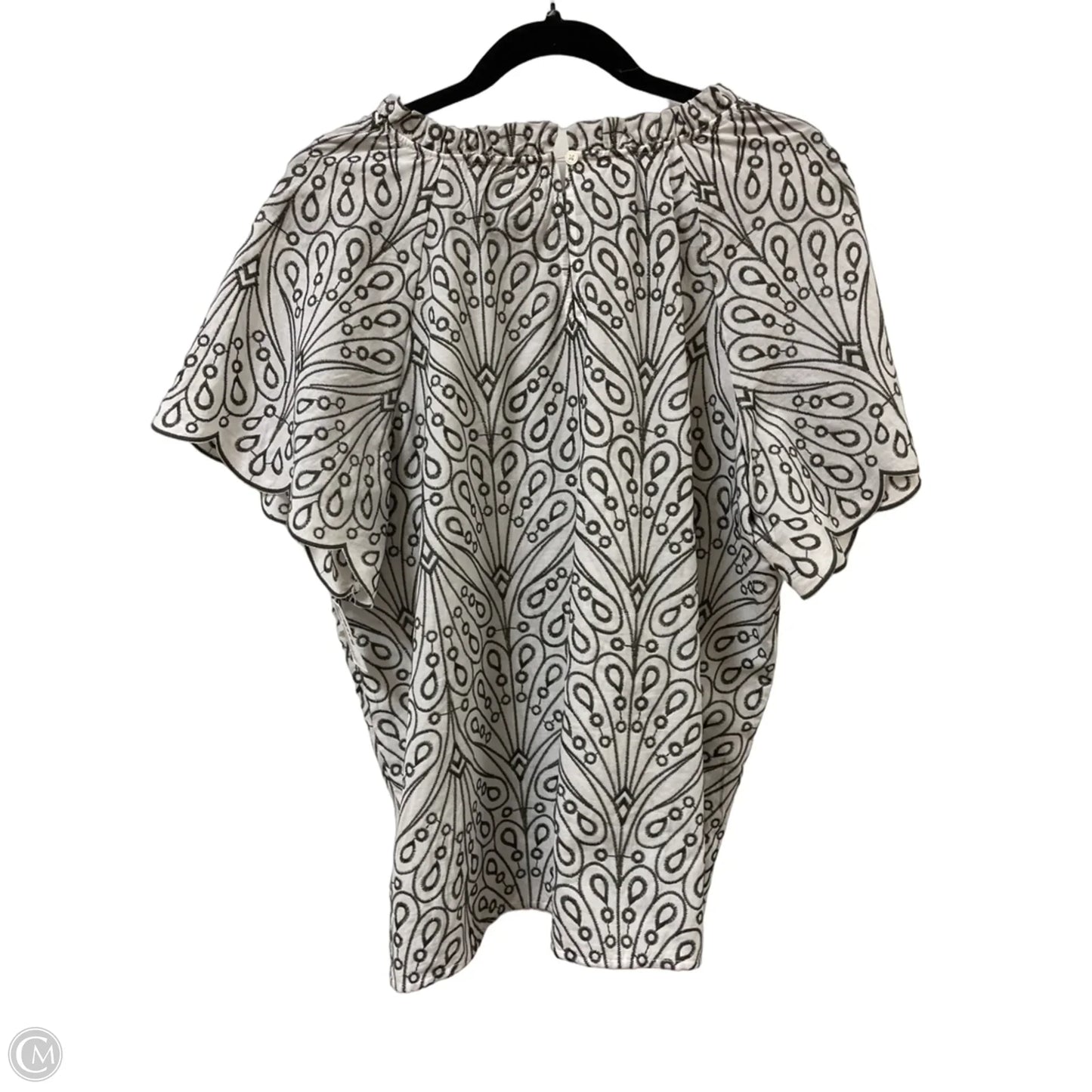 Top Short Sleeve By Loft In Green & White, Size: L