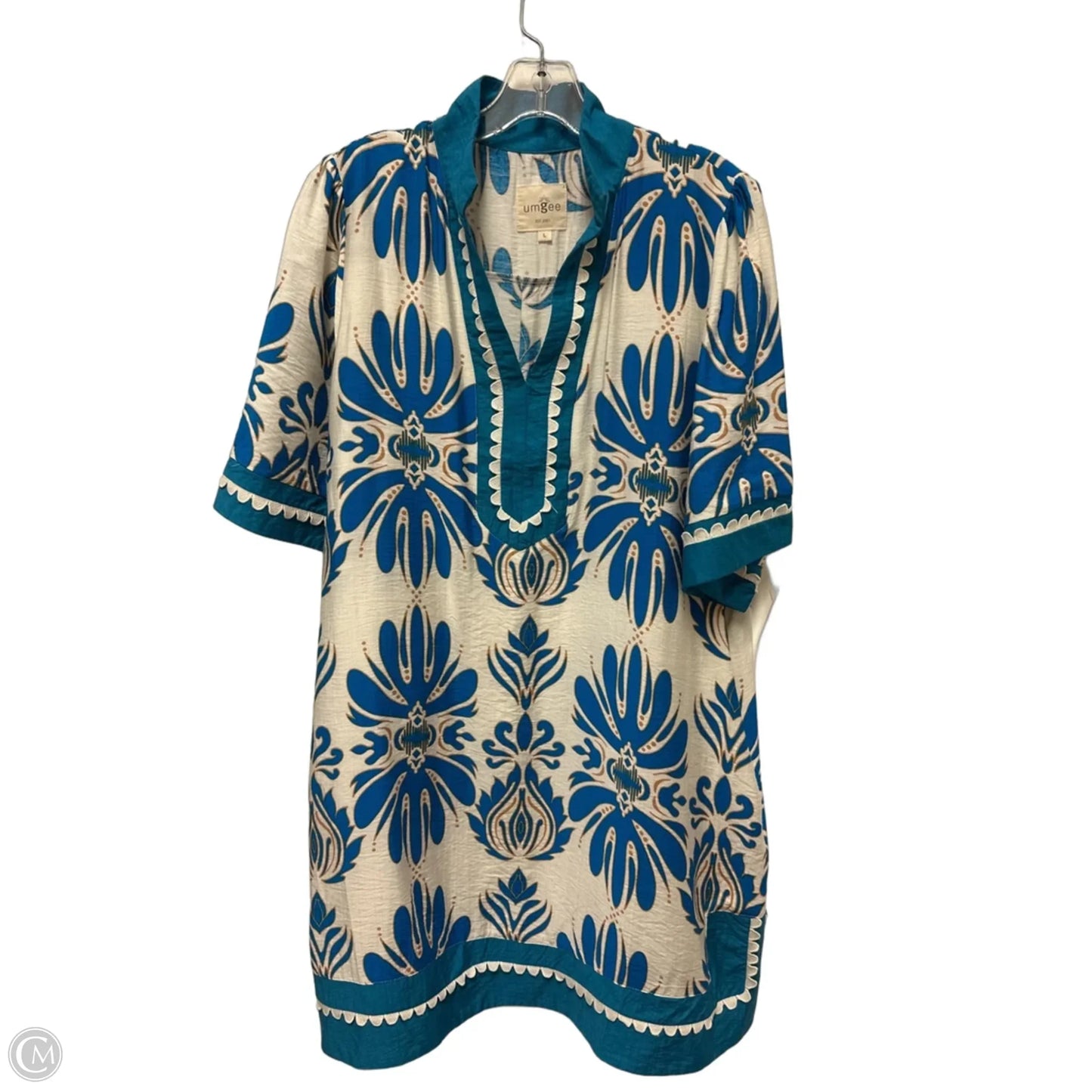 Dress Casual Short By Umgee In Blue & Cream, Size: L