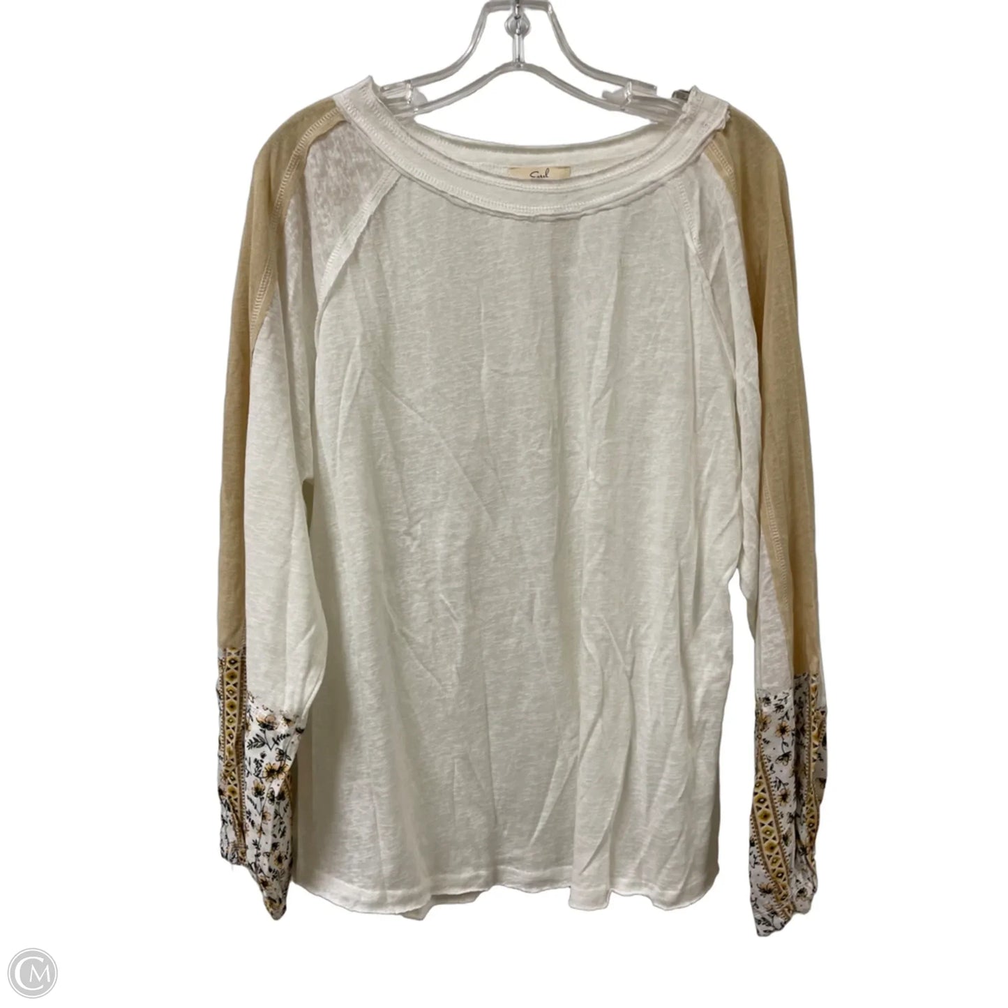 Top Long Sleeve By Easel In Cream, Size: S