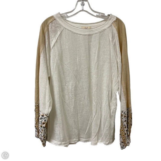Top Long Sleeve By Easel In Cream, Size: S