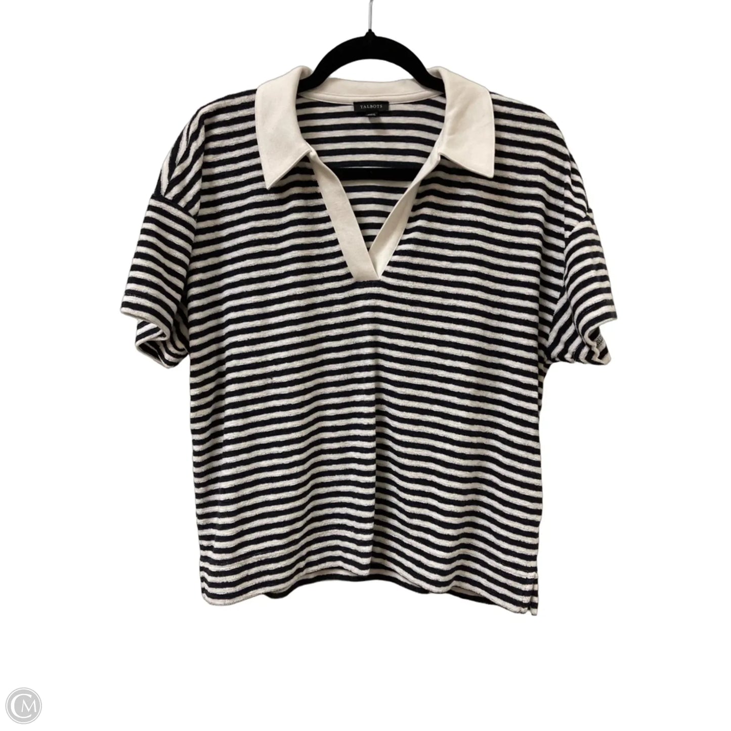 Top Short Sleeve By Talbots In Striped Pattern, Size: M