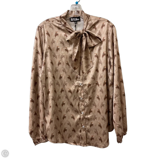 Blouse Long Sleeve By Clothes Mentor In Brown, Size: M