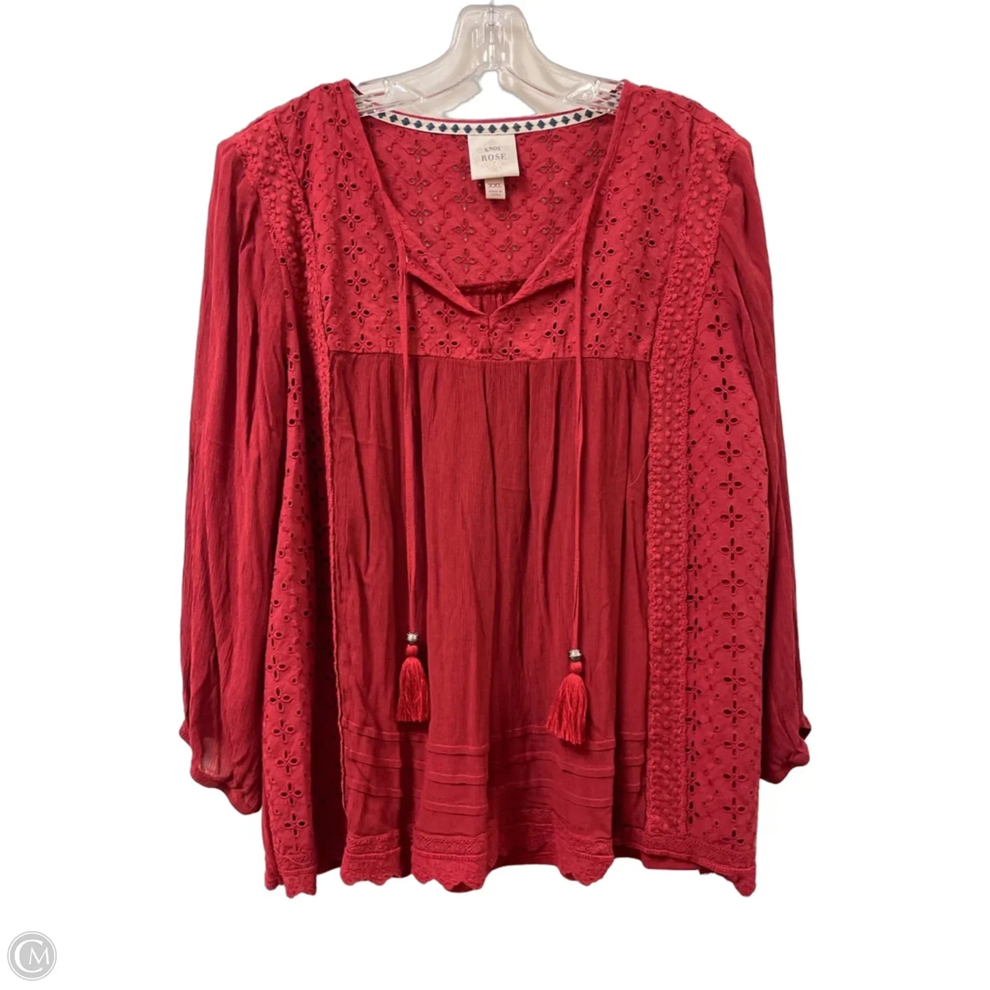 Top Long Sleeve By Knox Rose In Red, Size: 1x