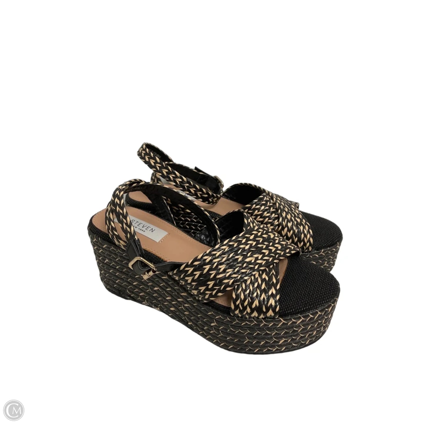 Sandals Heels Wedge By Steven In Black, Size: 7.5
