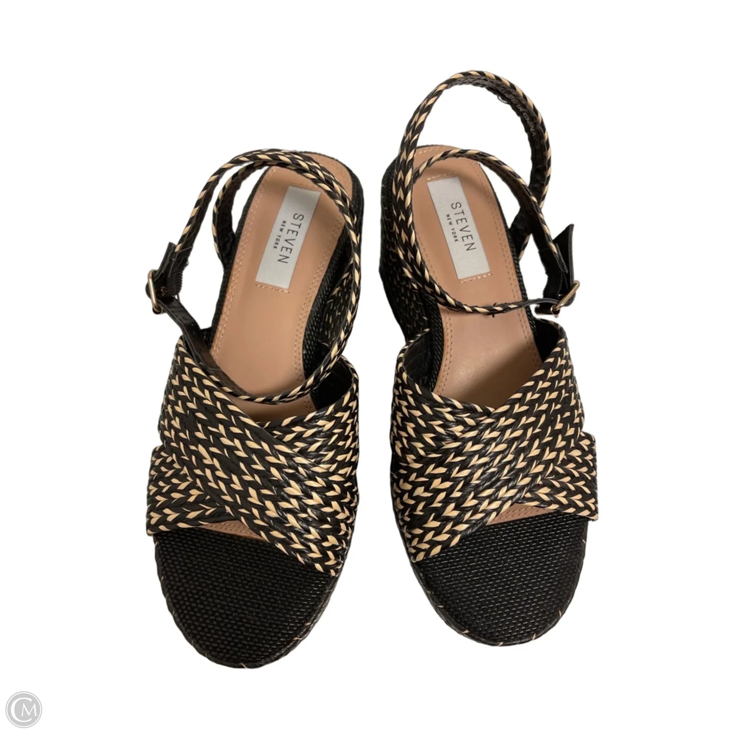 Sandals Heels Wedge By Steven In Black, Size: 7.5