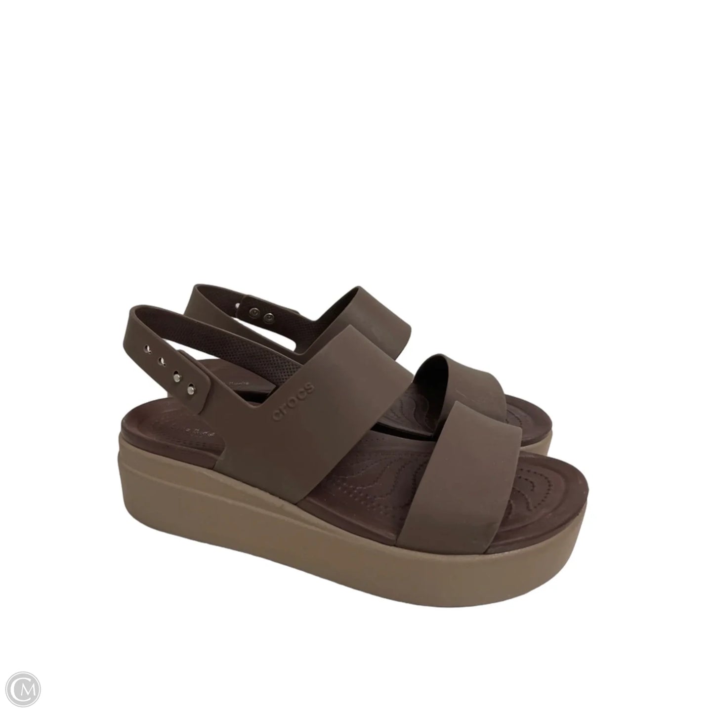 Sandals Heels Platform By Crocs In Brown, Size: 10
