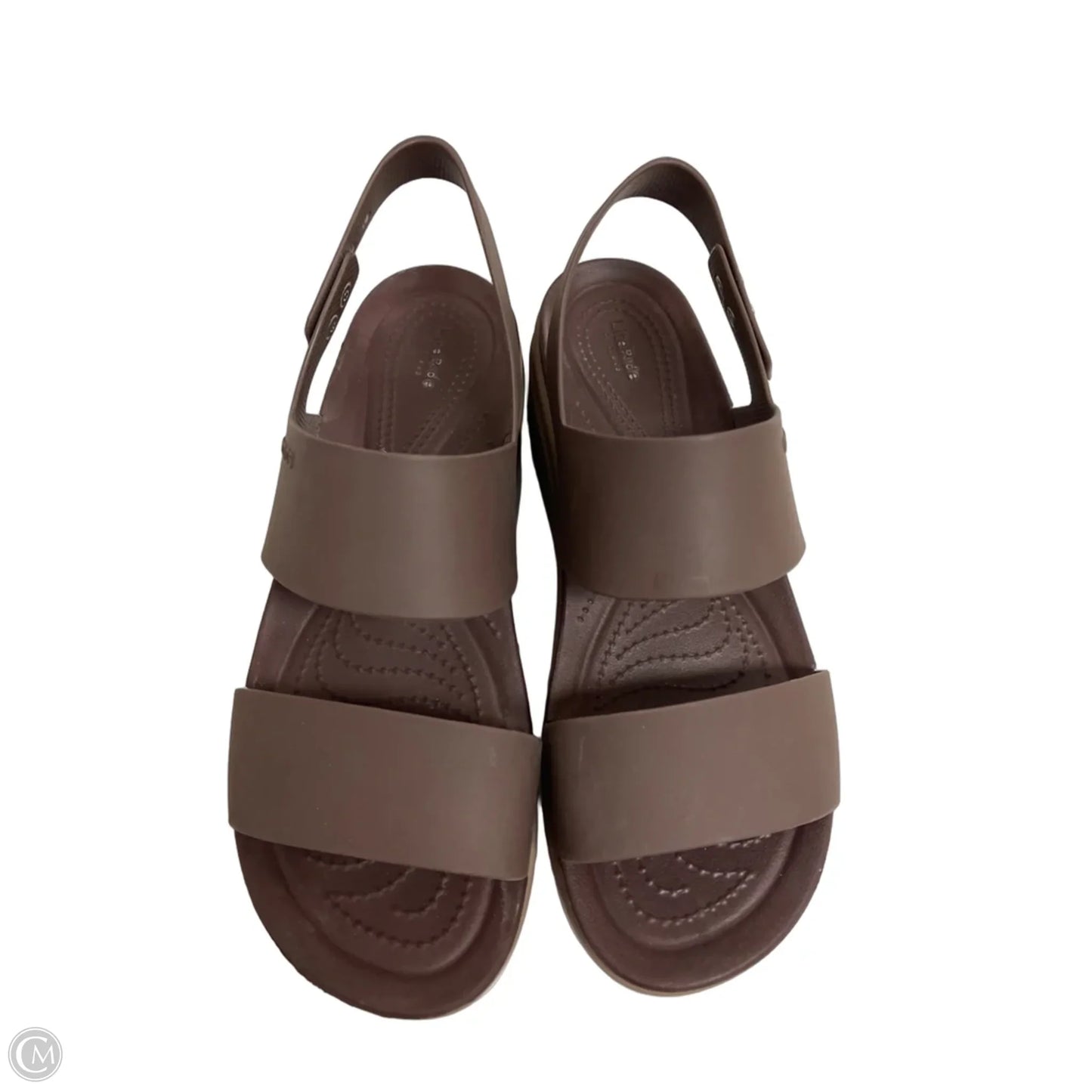 Sandals Heels Platform By Crocs In Brown, Size: 10