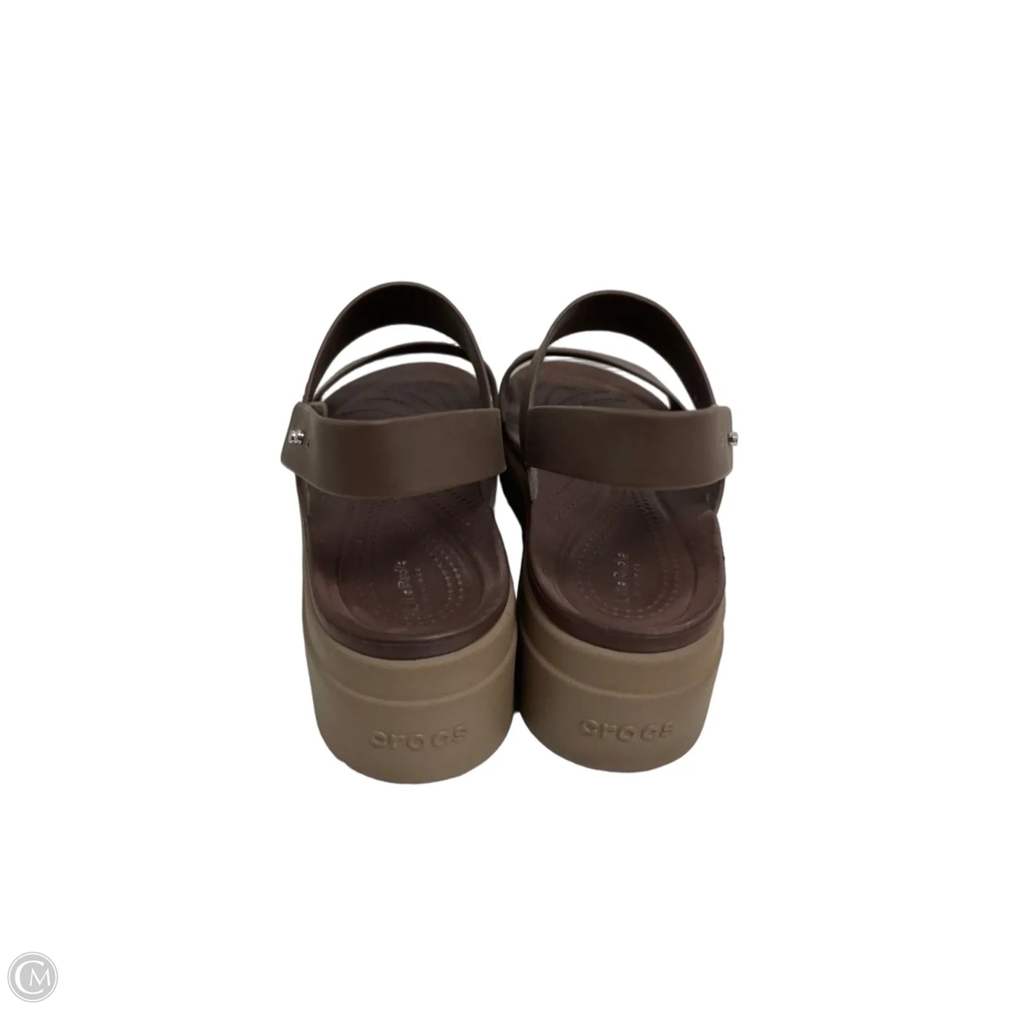 Sandals Heels Platform By Crocs In Brown, Size: 10