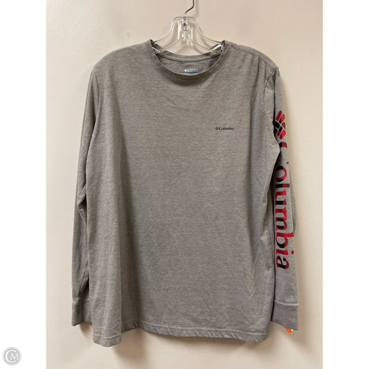 Athletic Top Long Sleeve Collar By Columbia In Grey, Size: L