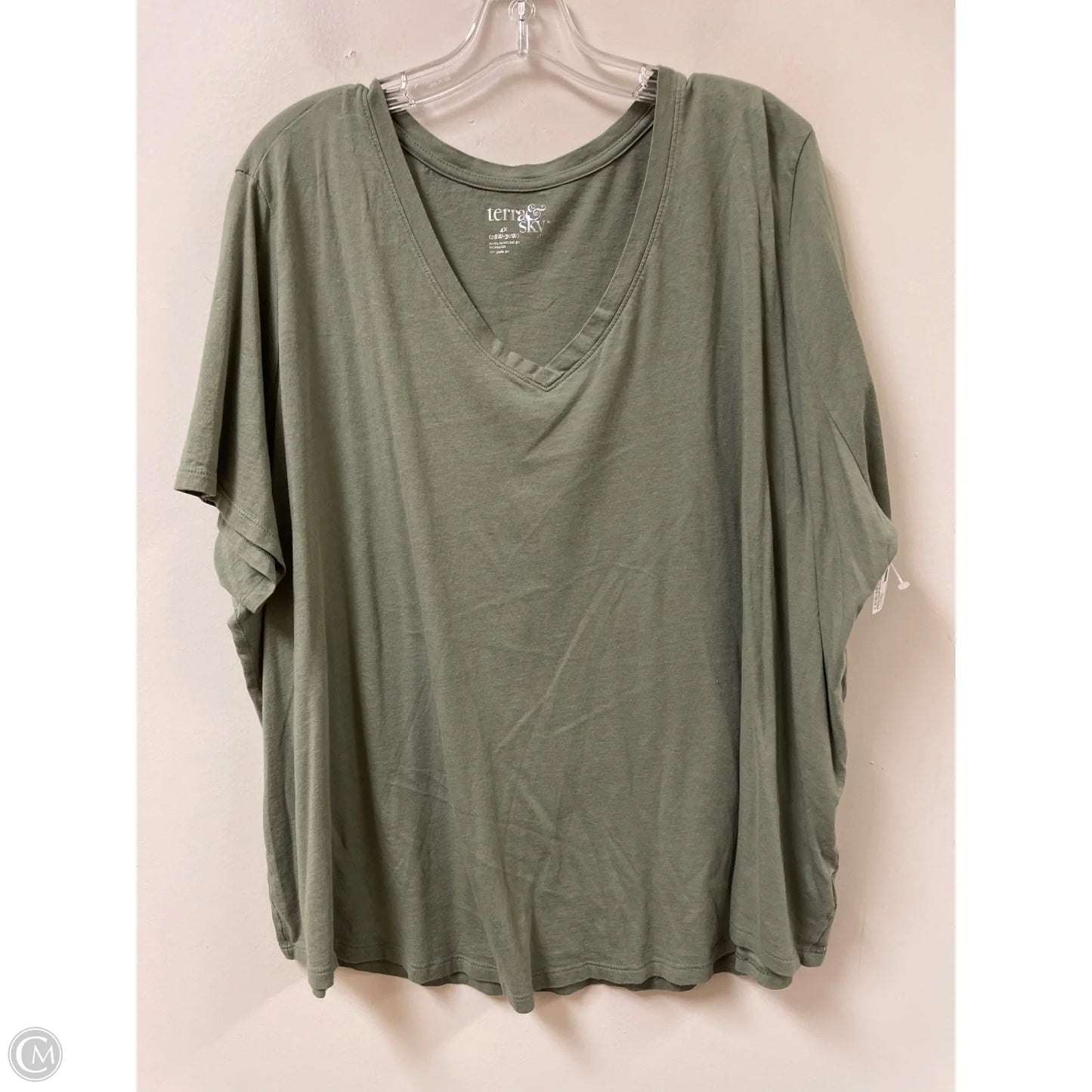 Top Short Sleeve By Terra & Sky In Green, Size: 4x