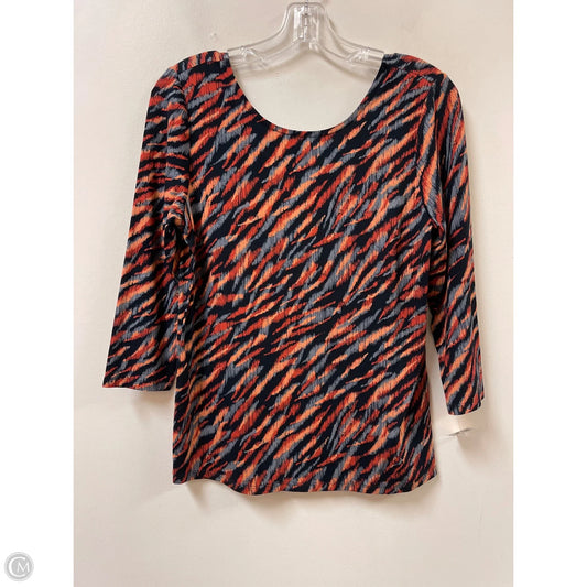 Top Long Sleeve By Liverpool In Grey & Orange, Size: S