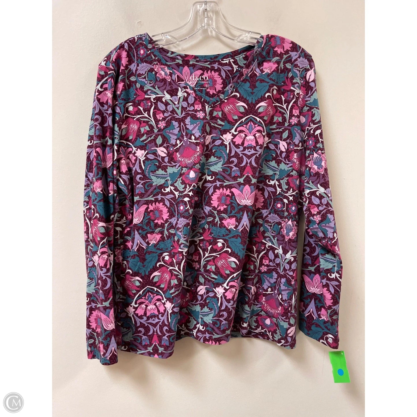 Top Long Sleeve By D&co. In Floral Print, Size: M