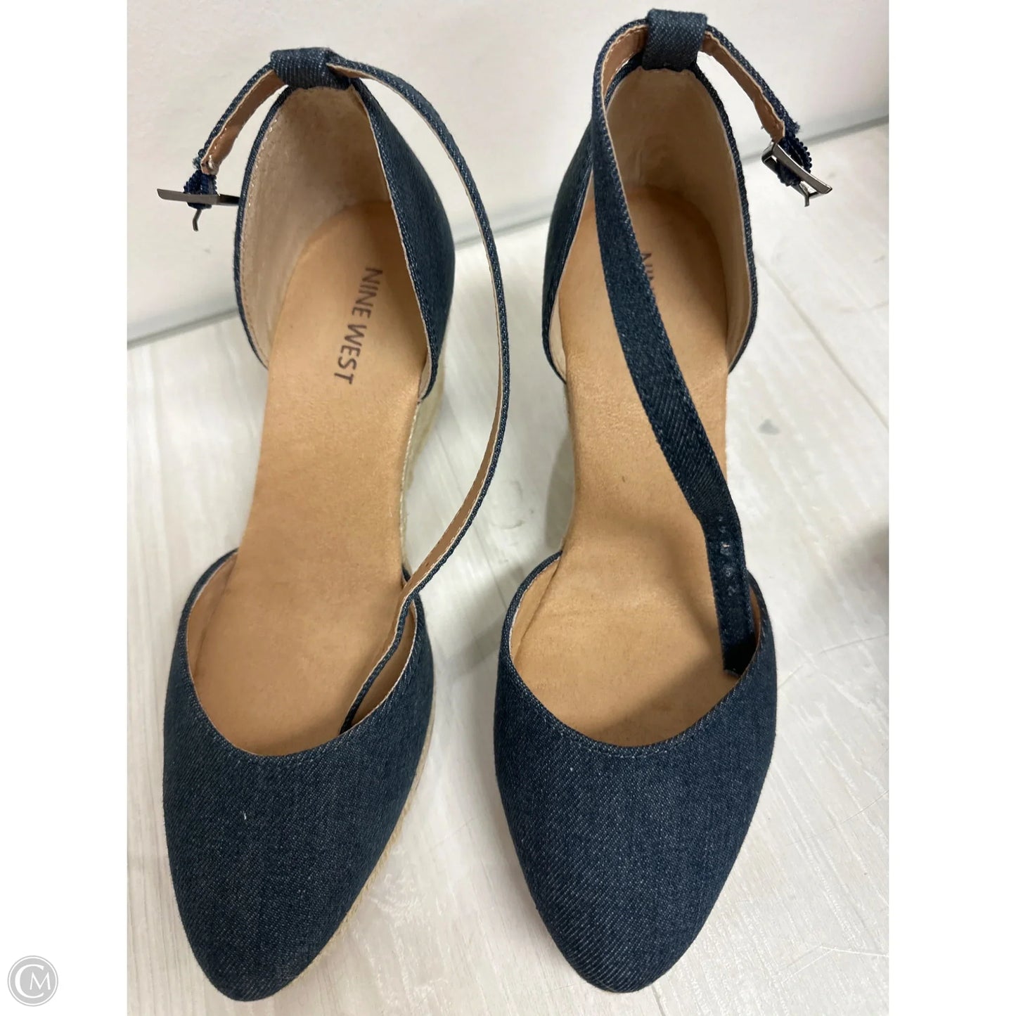 Shoes Heels Wedge By Nine West In Navy, Size: 7.5