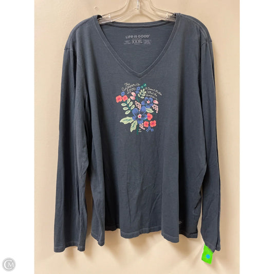 Top Long Sleeve By Life Is Good In Blue, Size: 3x